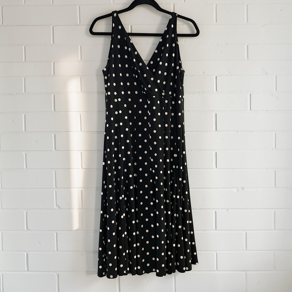 American Living Polka Dot Midi Dress Size 14 Faux Wrap Classic Feminine